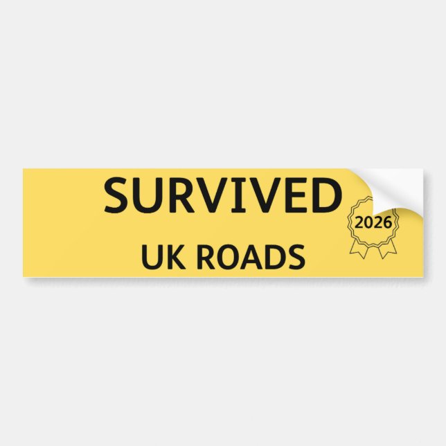 Fun Pothole Bumper Sticker SURVIVED UK ROADS 2026 Autoaufkleber (Vorne)