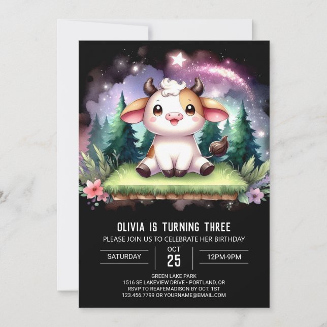 Fun Printable Kuh Geburtstag Einladung (Vorderseite)