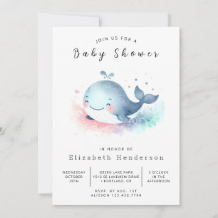 Fun Printable Whale Baby Dusche Einladung