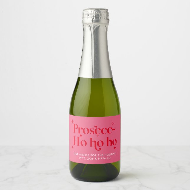 Fun Prosecco Personalisiertes Weihnachtsweinlabel (Vorderseite)