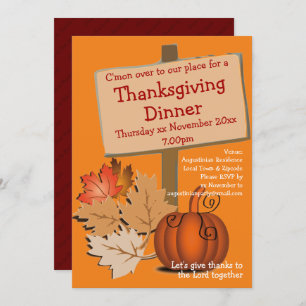 Fun Pumpkin Herbstleaves ERNTEDANK DINNER Einladung