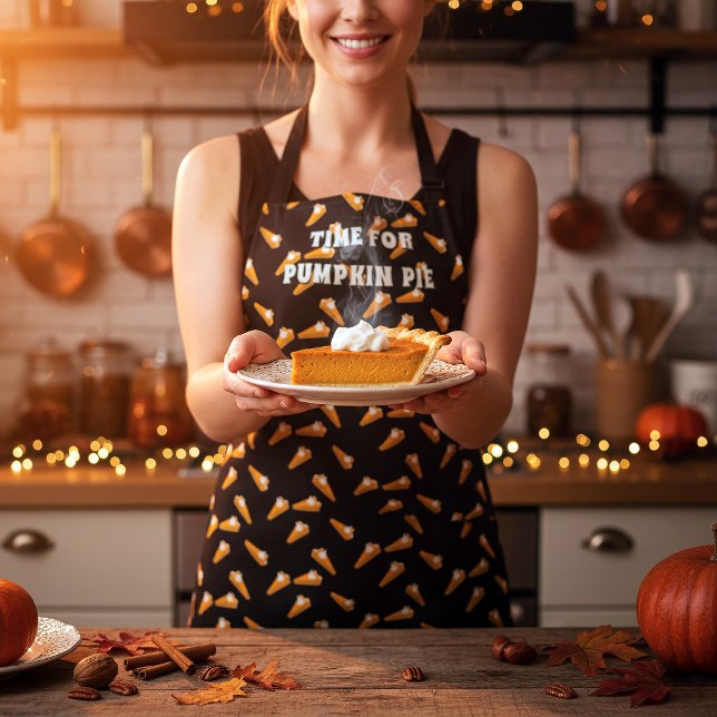 Fun Pumpkin Pie Muster Erntedank Schürze (Imagine yourself baking the best slice of pumpkin pie wearing this fun apron)