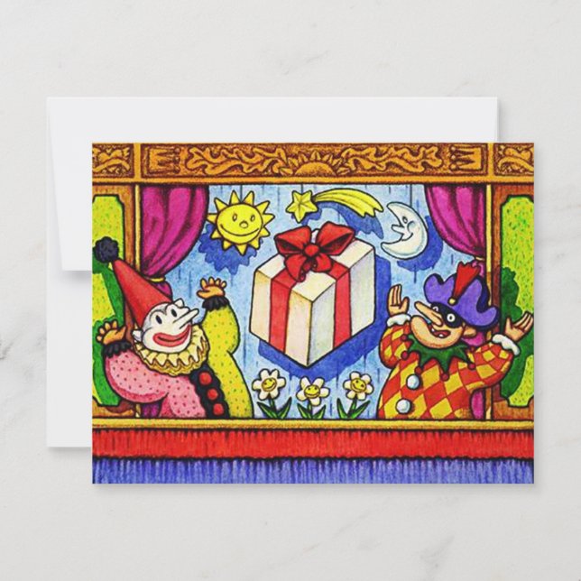 FUN PUPPET PARTY THEMA BIRTHTAGE INVITATION EINLADUNG (Vorderseite)