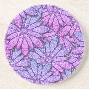Fun Purple Blumen Getränkeuntersetzer