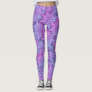 Fun Purple Blumen Leggings