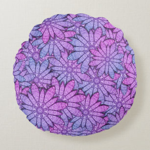 Fun Purple Blumen Rundes Kissen