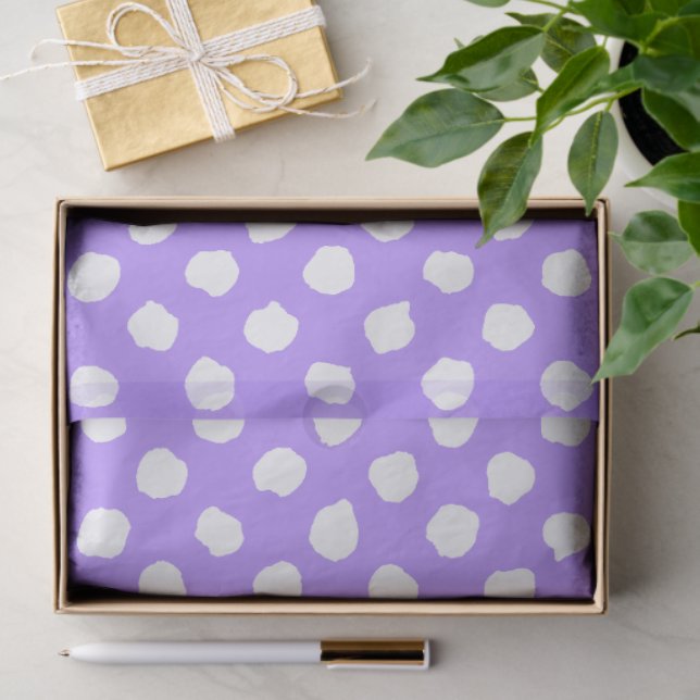 Fun Purple With Irregular White Polka Dots Seidenpapier (Geschenk)