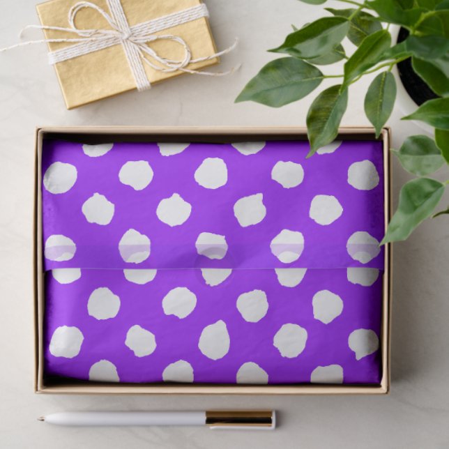 Fun Purple With Irregular White Polka Dots Seidenpapier (Geschenk)