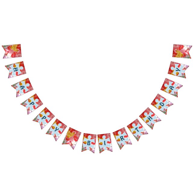 Fun Puzzle Ballon Happy Birthday Wimpelkette (Alle)