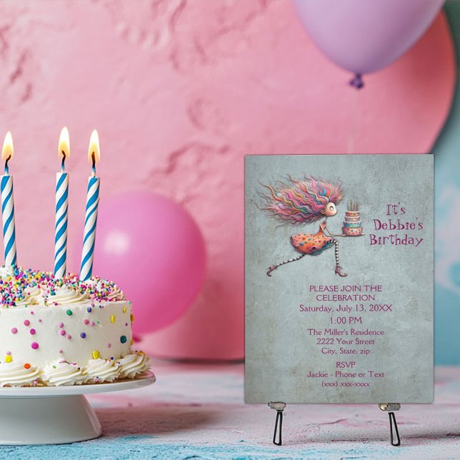 Fun & Quirky Whimsical Birthday Girl Einladung (Von Creator hochgeladen)