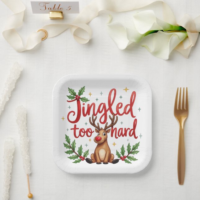 Fun Quote Jingled Too Hard Christmas  Pappteller (Hochzeit)