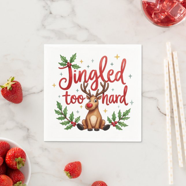 Fun Quote Jingled Too Hard Reindeer Christmas  Serviette (Beispiel)