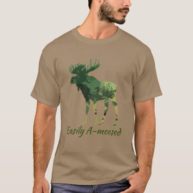 Fun Quote Leicht angeregte Camouflage Elche T - Sh T-Shirt (Vorderseite)