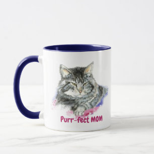Fun Quote Purr-fect-Mama Wasserfarbkatze Tasse