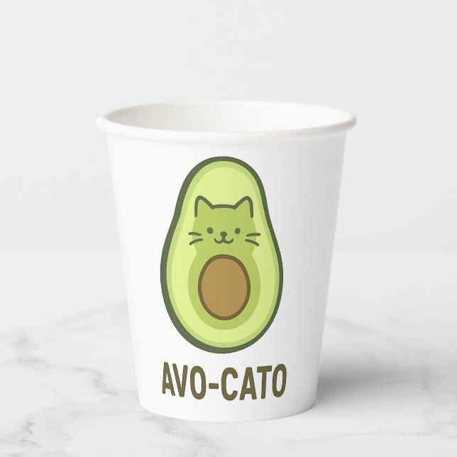 Fun Quote Sprichwort Avo Cato Spaß Katze Avocado Pappbecher (Vorderseite)