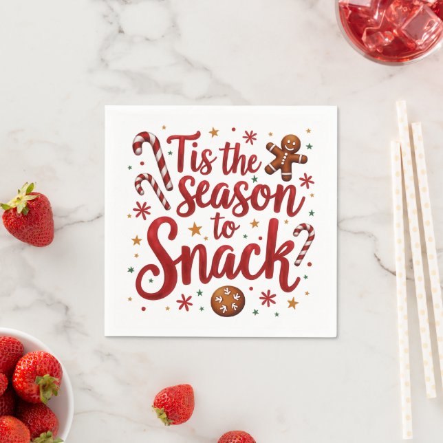 Fun Quote Tis the Season to Snack Christmas  Serviette (Beispiel)