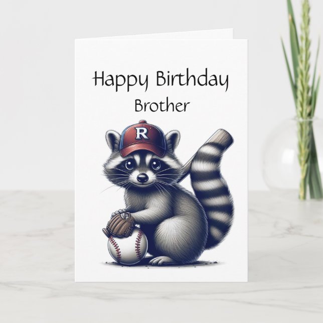 Fun Raccoon Brother Baseball Geburtstag Tier Karte (Vorderseite)