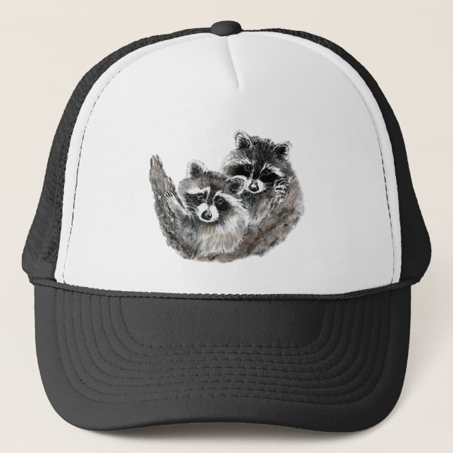 Fun Raccoon Freunde Tierwelt Wasserwelt Truckerkappe (Vorderseite)