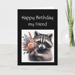 Fun Raccoon Friend Geburtstags-Blume Karte