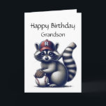 Fun Raccoon Grandson Baseball Birthday Animal Karte<br><div class="desc">Fun Raccoon Grandson Baseball Birthday Animal</div>