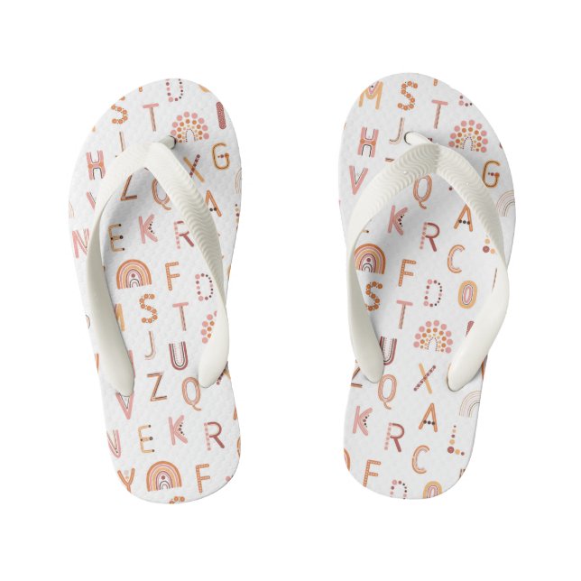 Fun Rainbow Alphabet Muster Kinderbadesandalen (Fußbett)