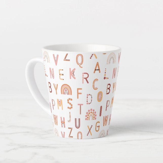 Fun Rainbow Alphabet Muster Milchtasse (Linke Ecke)