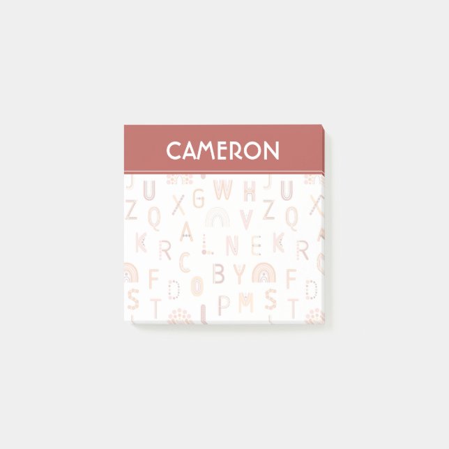 Fun Rainbow Alphabet Muster Post-it Klebezettel (Vorderseite)