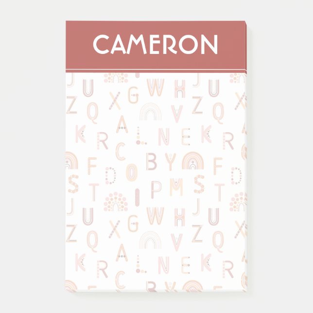 Fun Rainbow Alphabet Muster Post-it Klebezettel (Vorderseite)