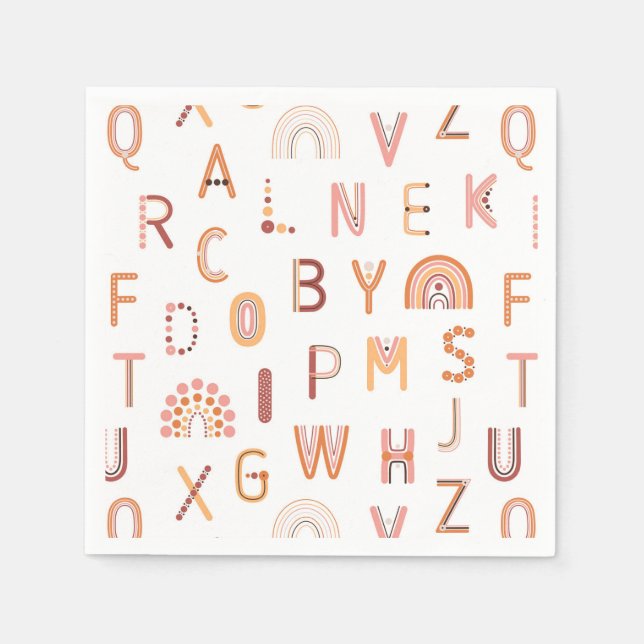 Fun Rainbow Alphabet Muster Serviette (Vorderseite)