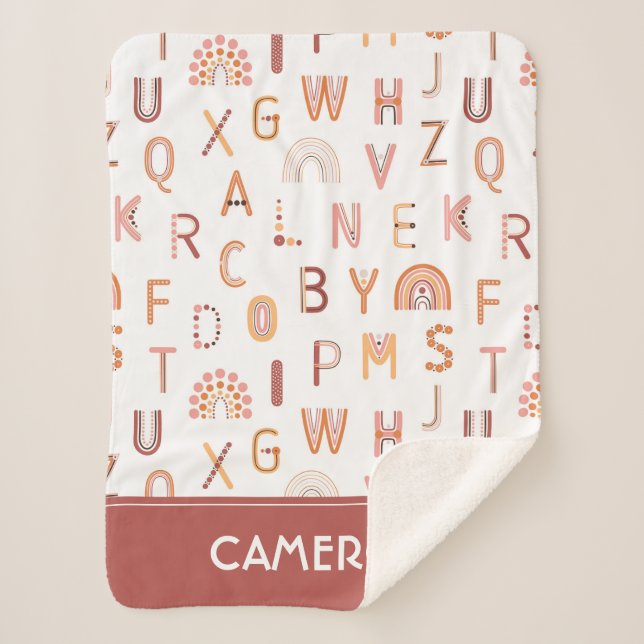 Fun Rainbow Alphabet Muster Sherpadecke (Vorderseite)
