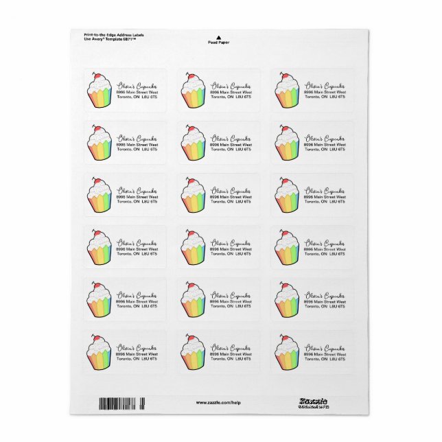 Fun Rainbow and Sprinkles Cupcake Mailing Label Adressaufkleber (Vorne)