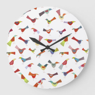 Fun Rainbow Bird Große Wanduhr