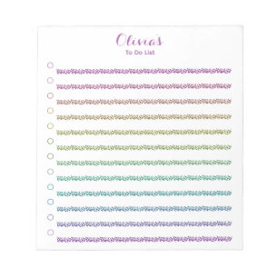 Fun Rainbow-Glitzer, der zu tun zu führen, Liste P Notizblock