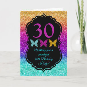 Fun Rainbow Gradient Glitzer Sparkle Geburtstag Karte
