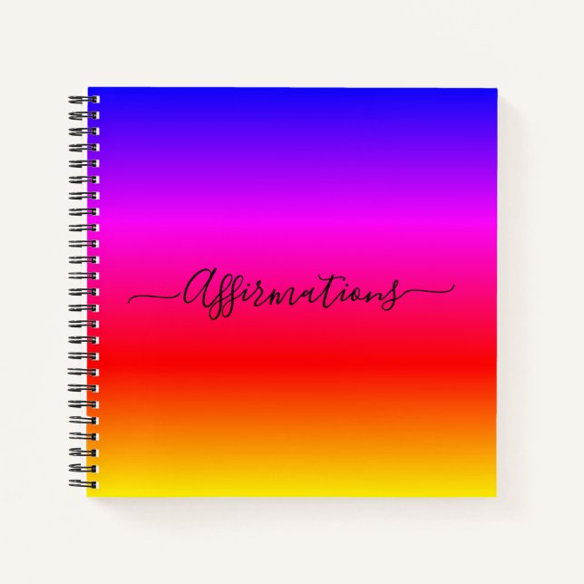 Fun Rainbow mit Black Typografy Affirmations Notizbuch (Vorderseite)