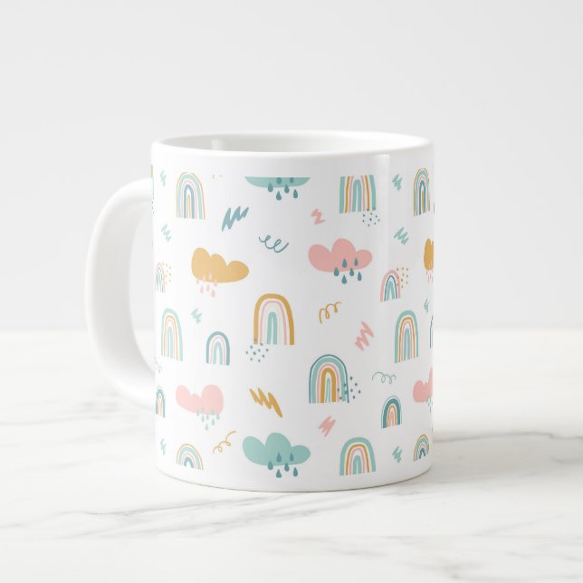 Fun Rainbow & Rain Cloud Pattern Jumbo-Tasse (Vorderseite Links)