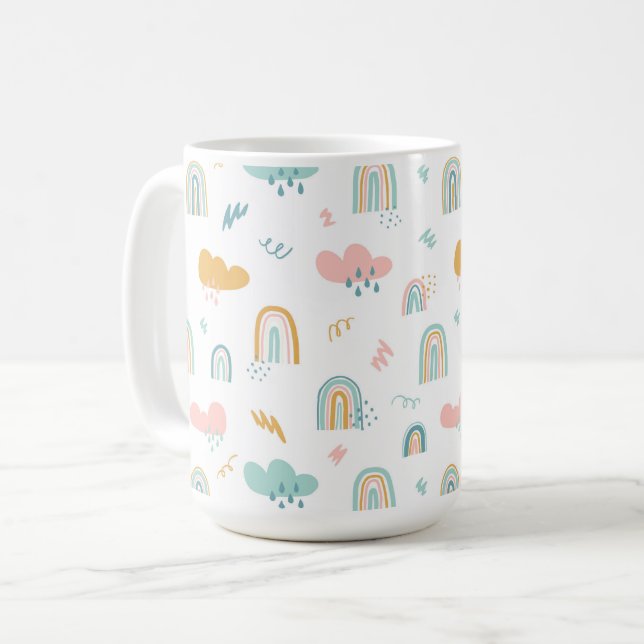 Fun Rainbow & Rain Cloud Pattern Kaffeetasse (Vorderseite Links)