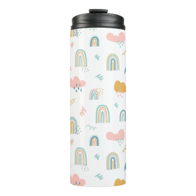 Fun Rainbow & Rain Cloud Pattern Thermosbecher (Vorderseite)