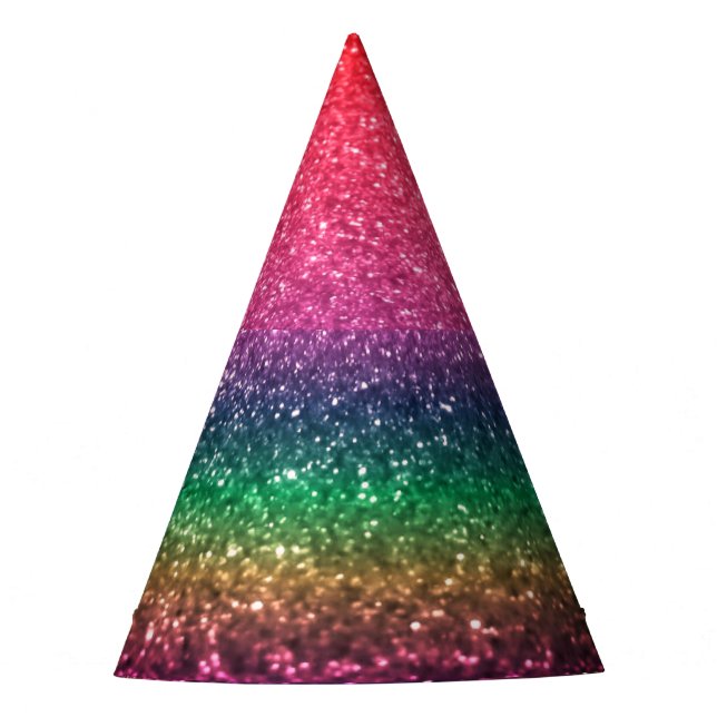 Fun Rainbow Sparkle Glitzer Partyhütchen (Vorderseite)