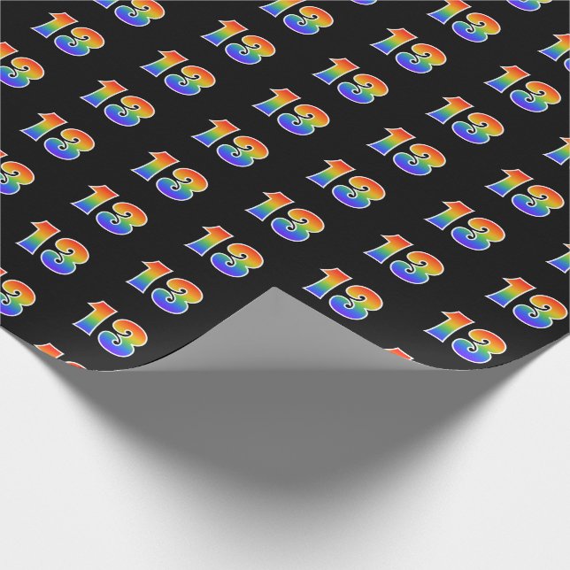 Fun Rainbow Spectrum Pattern "13" Ereignisnummer Geschenkpapier (Ecke)