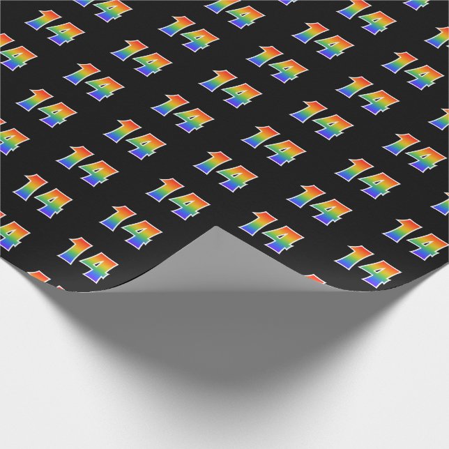Fun Rainbow Spectrum Pattern "14" Ereignisnummer Geschenkpapier (Ecke)