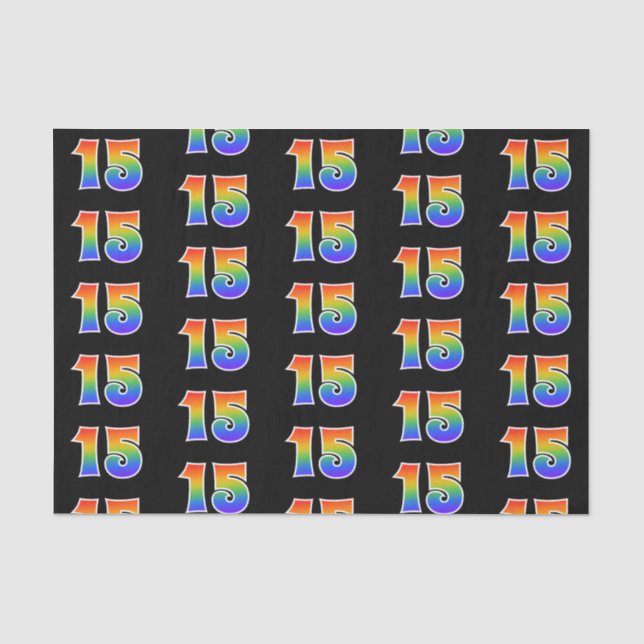 Fun Rainbow Spectrum Pattern "15" Ereignisnummer Seidenpapier (Vorderseite)