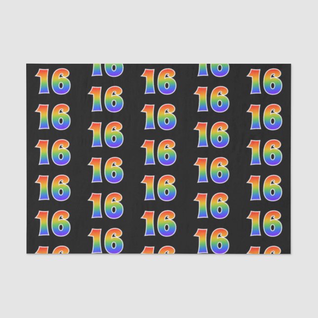 Fun Rainbow Spectrum Pattern "16" Ereignisnummer Seidenpapier (Vorderseite)