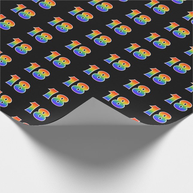 Fun Rainbow Spectrum Pattern "18" Ereignisnummer Geschenkpapier (Ecke)
