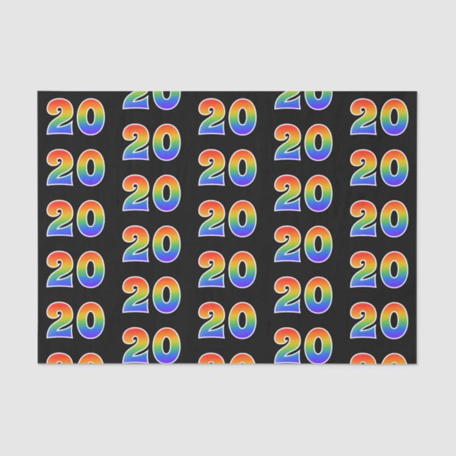 Fun Rainbow Spectrum Pattern "20" Ereignisnummer Seidenpapier (Vorderseite)