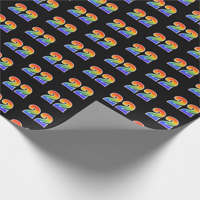 Fun Rainbow Spectrum Pattern "22" Ereignisnummer Geschenkpapier (Ecke)