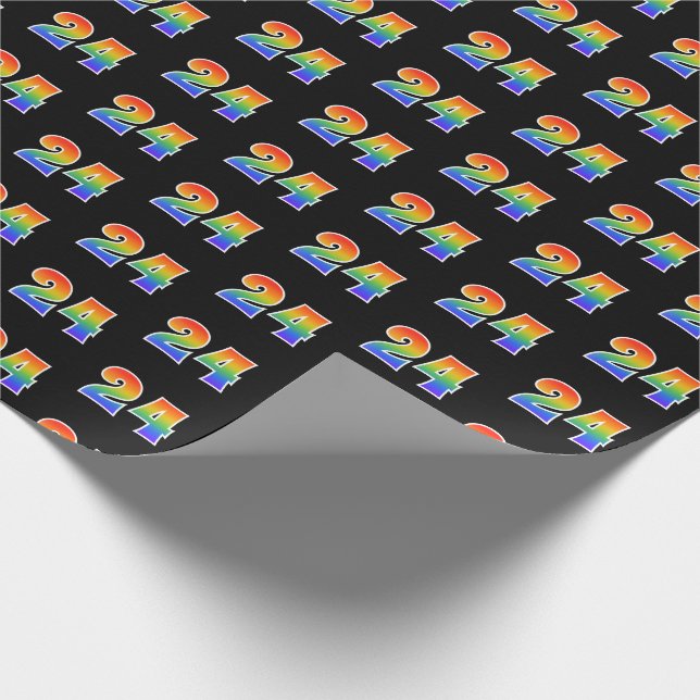 Fun Rainbow Spectrum Pattern "24" Ereignisnummer Geschenkpapier (Ecke)