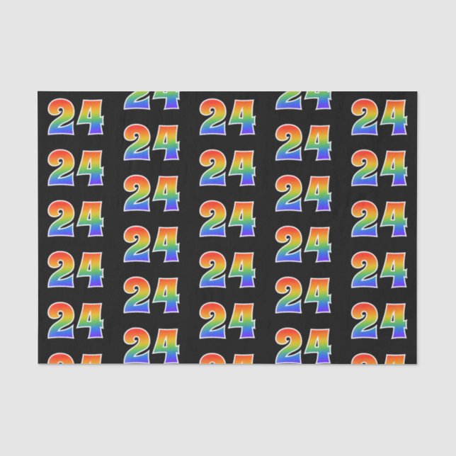 Fun Rainbow Spectrum Pattern "24" Ereignisnummer Seidenpapier (Vorderseite)