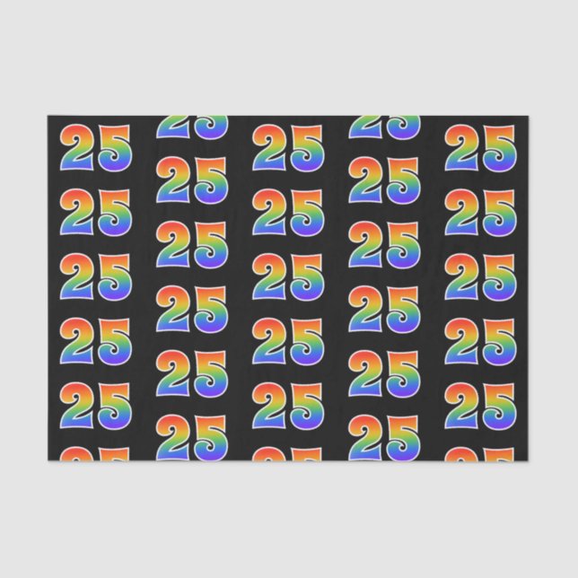 Fun Rainbow Spectrum Pattern "25" Ereignisnummer Seidenpapier (Vorderseite)