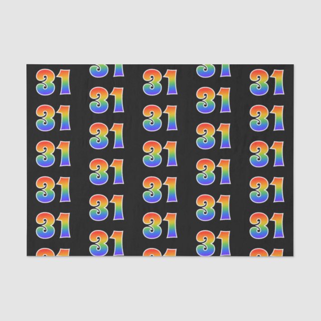 Fun Rainbow Spectrum Pattern "31" Ereignisnummer Seidenpapier (Vorderseite)